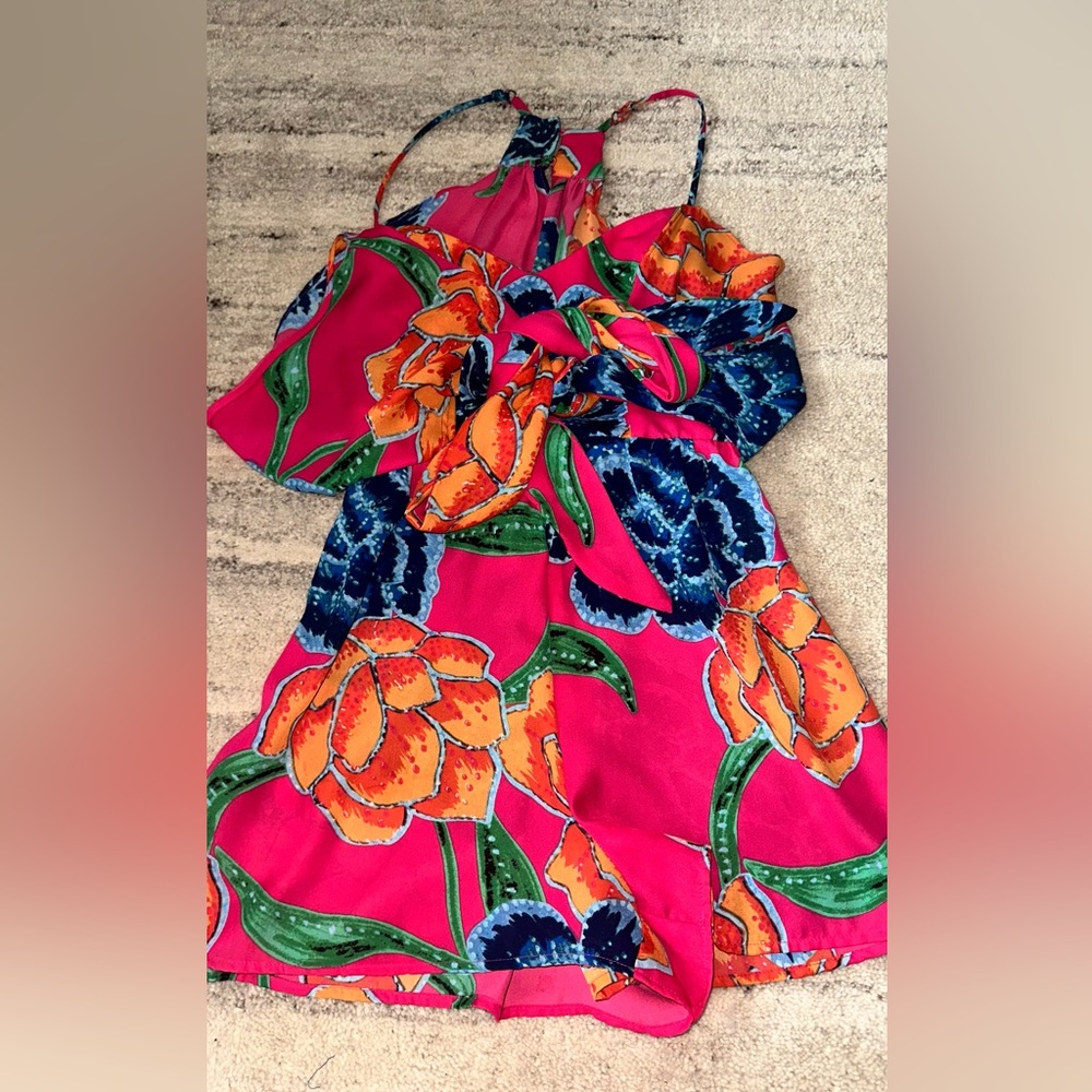 Show Me Your MuMu Pink and Blue Floral Romper